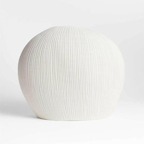 Alura Low-Wide Cream White Porcelain Vase.