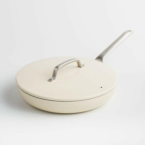 Crate & Barrel EvenCook Ceramic ™ Cream Ceramic Nonstick 12" Fry Pan with Lid