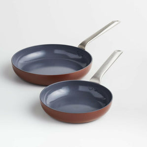 Crate & Barrel EvenCook Ceramic Terracotta Ceramic Nonstick Fry Pans, Set of 2