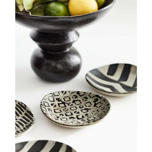 Black and White Terracotta Appetizer Plates by Eric Adjepong, Set of 4.