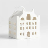 Wide White Ceramic Canal House Christmas Tree Ornament NO PUBLICAR.