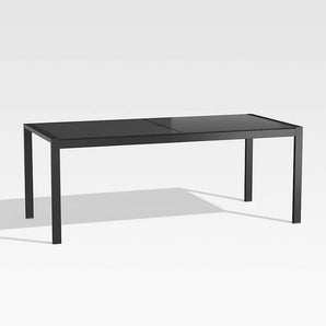 Dune Rectangular Black Outdoor Glass Dining Table.