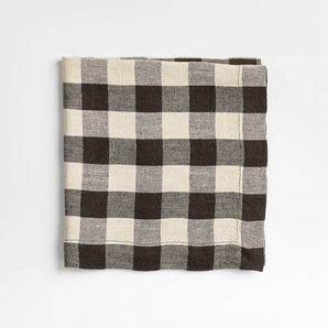 Marin Black and Natural EUROPEAN FLAX ™-Certified Linen Buffalo Check Napkin