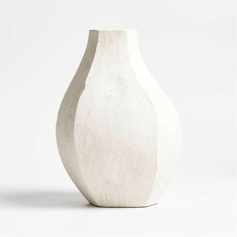 Facette Grande White Vase 11.5" by Athena Calderone.