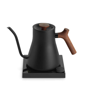 Fellow Stagg EKG Pro Studio Matte Black Electric Pour-Over Kettle with Walnut Handle.