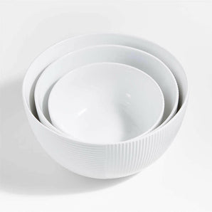 Hanno White Ceramic Mixing Bowls, Set of 3.