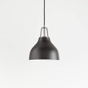 Maddox Black Bell Small Pendant Light with Nickel Socket