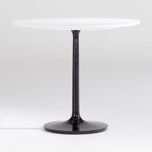 Nero 36" White Marble Dining Table with Matte Black Base