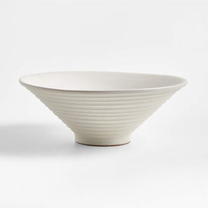 Otsu White Ceramic Textured Centerpiece Bowl 14"