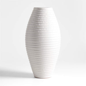 Otsu Tall White Ceramic Textured Vase 16"