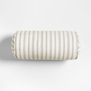 Portofino Cotton Striped Bolster 16"x8" Arctic Ivory Throw Pillow