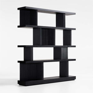 Shelter 72" Wide Charcoal Wood Open Room Divider Bookcase with Shelves