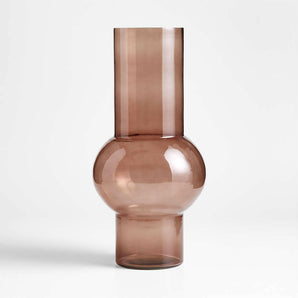 Smoke Brown Glass Squat Vase 17.3".