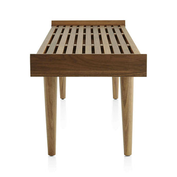 Tate Walnut Slatted Bench.