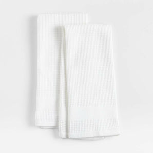 Waffle-Terry White Organic Cotton Dish Towels, Set of 2