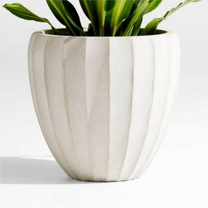 Warren Warm White Stone and Cement Outdoor Planter.