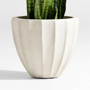 Warren Warm White Stone and Cement Outdoor Planter.