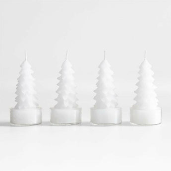 White Christmas Tree Tealight Candles, Set of 4 NO PUBLICAR HOLIDAY.