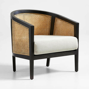 Ankara Black Cane Chair with Ivory Cushion.