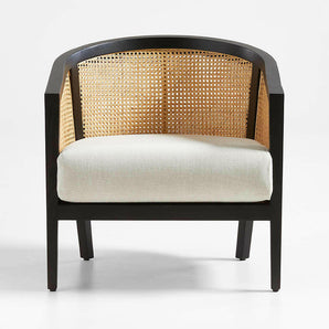Ankara Black Cane Chair with Ivory Cushion.