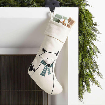 Arctic Friend Fox Christmas Stocking by Joan Anderson.