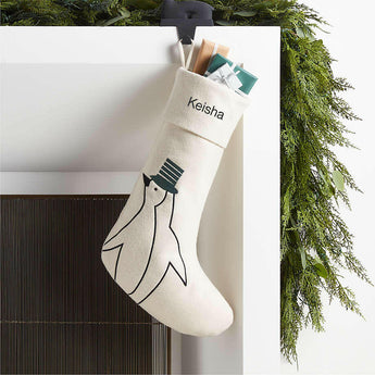 Arctic Friend Fox Christmas Stocking by Joan Anderson.