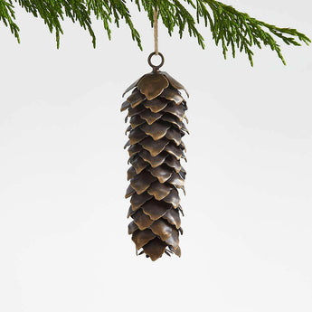 Bronze Metal Pinecone Christmas Tree Ornament.