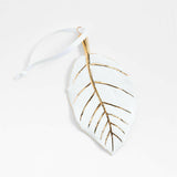 Ceramic Elm Leaf Christmas Tree Ornament.