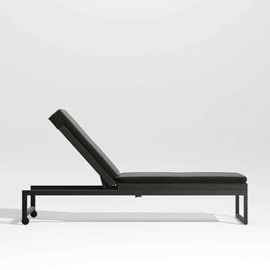 Dune Black Outdoor Chaise Lounge with Black Cushion.