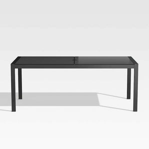 Dune Rectangular Black Outdoor Glass Dining Table.