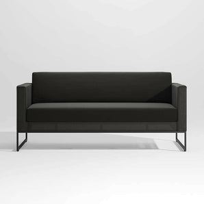 Dune Black Outdoor Sofa with Black Cushions.