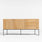 Evie 70" Natural Elm Wood and Black Iron Storage Media Console.