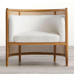 Fields Cane Back White Accent Chair.