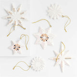 Gold and White Ceramic Snowflake Christmas Tree Ornaments, Set of 6 NO PUBLICAR.