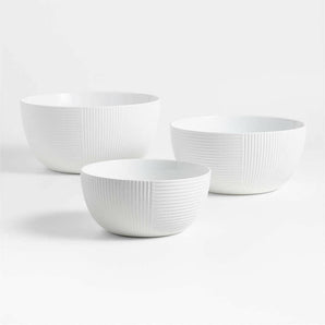 Hanno White Ceramic Mixing Bowls, Set of 3.