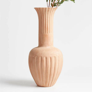 Haute Cannelée Tall Terracotta Vase 19" by Athena Calderone.