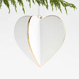 Gold and White Ceramic Heart Christmas Tree Ornament NO PUBLICAR.