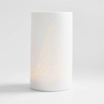 White Christmas Tree Porcelain Hurricane Candle Holder NO PUBLICAR.