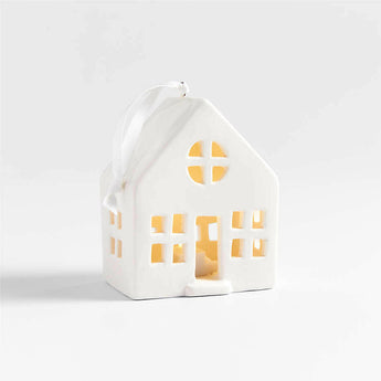 Light-Up White Ceramic Alpine Christmas Tree Ornament NO PUBLICAR.