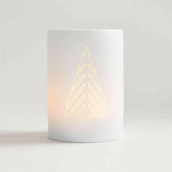 White Christmas Tree Porcelain Hurricane Candle Holder NO PUBLICAR.