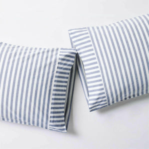 Oxford Shirting Light Indigo Organic Cotton Pillowcases, Set of 2.