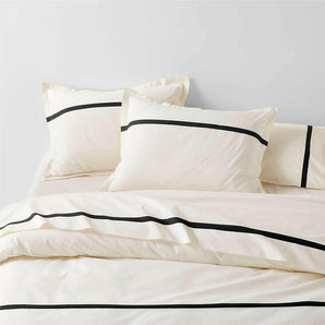 Favorite Organic Cotton Percale Tuxedo Stripe Ink Black Sheet Set.