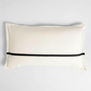 Favorite Organic Cotton Percale Tuxedo Stripe Ink Black Pillow Sham.