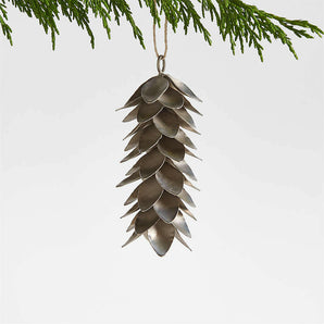 Silver Metal Pinecone Christmas Tree Ornament.