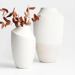 Slope White Ceramic Vase 12.25".