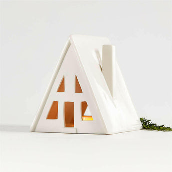 Small White Ceramic Holiday Alpine A-Frame House NO PUBLICAR.