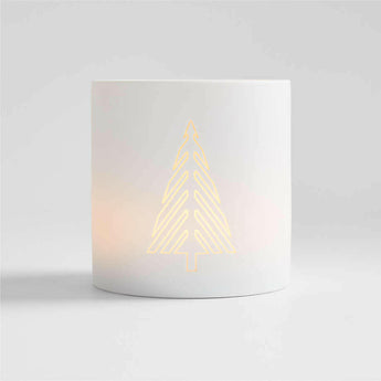 White Christmas Tree Porcelain Hurricane Candle Holder NO PUBLICAR.