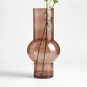 Smoke Brown Glass Squat Vase 17.3".