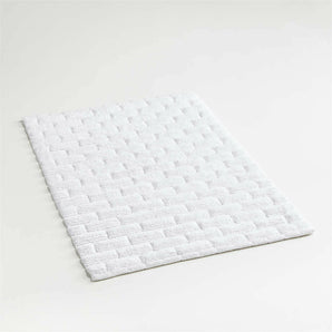 Organic Cotton White Subway Tile Bath Mat 24"x36".