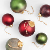 Textured Red and Green Glass Ball Christmas Tree Ornaments, Set of 6 NO PUBLICAR.